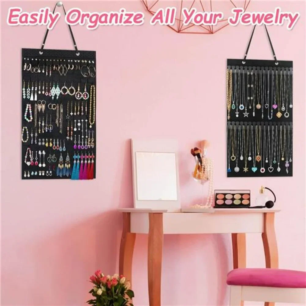 2 PC Jewelry Organizer Storage Hanging Holder Display Earrings Necklace Bracelet
